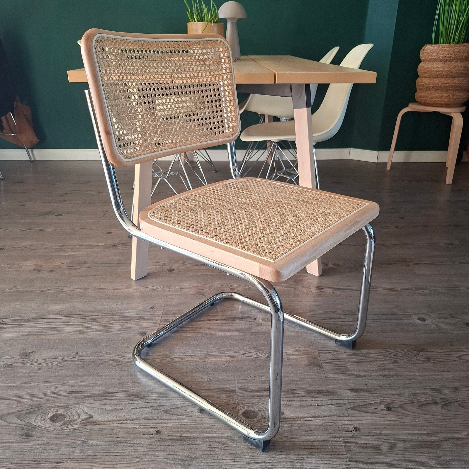8x Thonet stijl Cesca Breuer Bauhaus buisframe stoel beuken, Overige kleuren, Hout, Nieuw, Ophalen of Verzenden