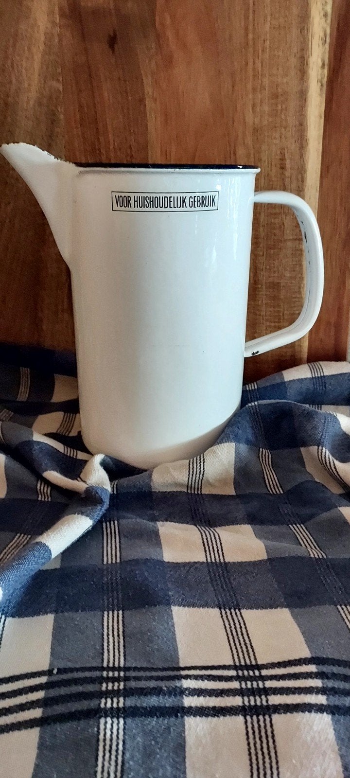 Emaille maatbeker wit 2 liter, Ophalen