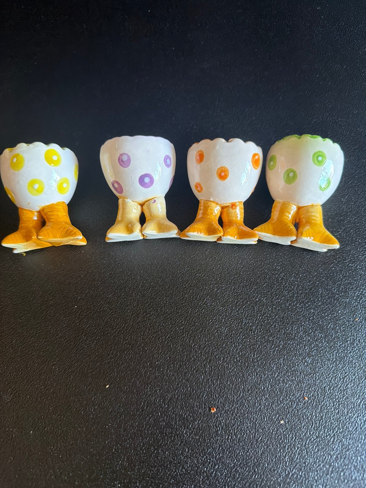 Leuke eierdopjes met kippenpootjes - set van 4, Ophalen of Verzenden, Steen/keramiek, Meerkleurig, Overige merken