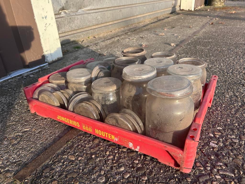 Wekpotten. Ruffia. Conserven-glas, Ophalen, Gebruikt, Glas, Overige typen