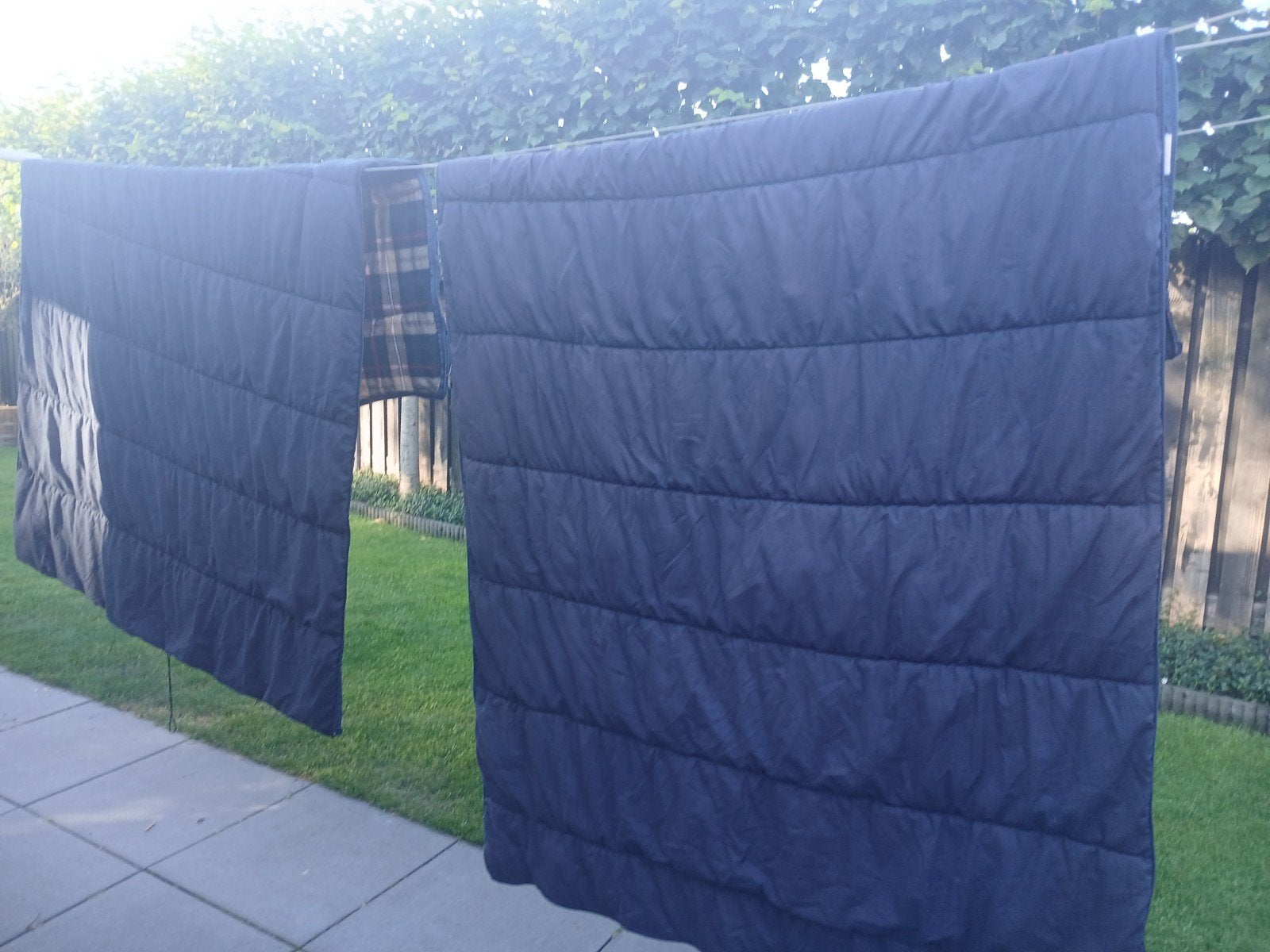 2 Donkerblauwe gewatteerde slaapzak., Ophalen, Gebruikt