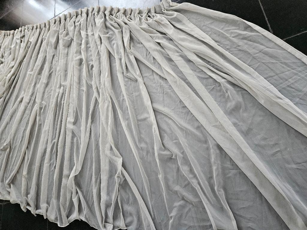 grijze vitrage  grote lappen teab, Ophalen, Gebruikt, 200 cm of meer, 200 cm of meer