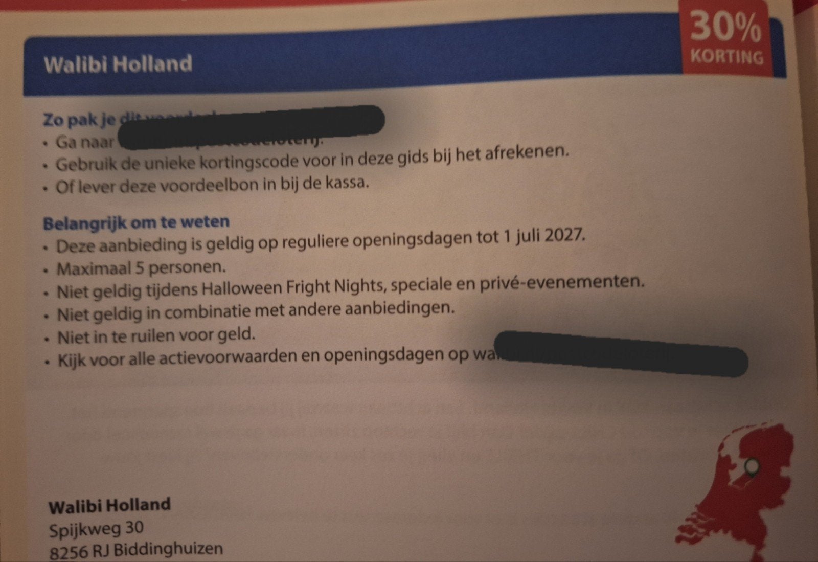 Walibi 30% korting.online code, Tickets en Kaartjes, Drie personen of meer, Kortingskaart
