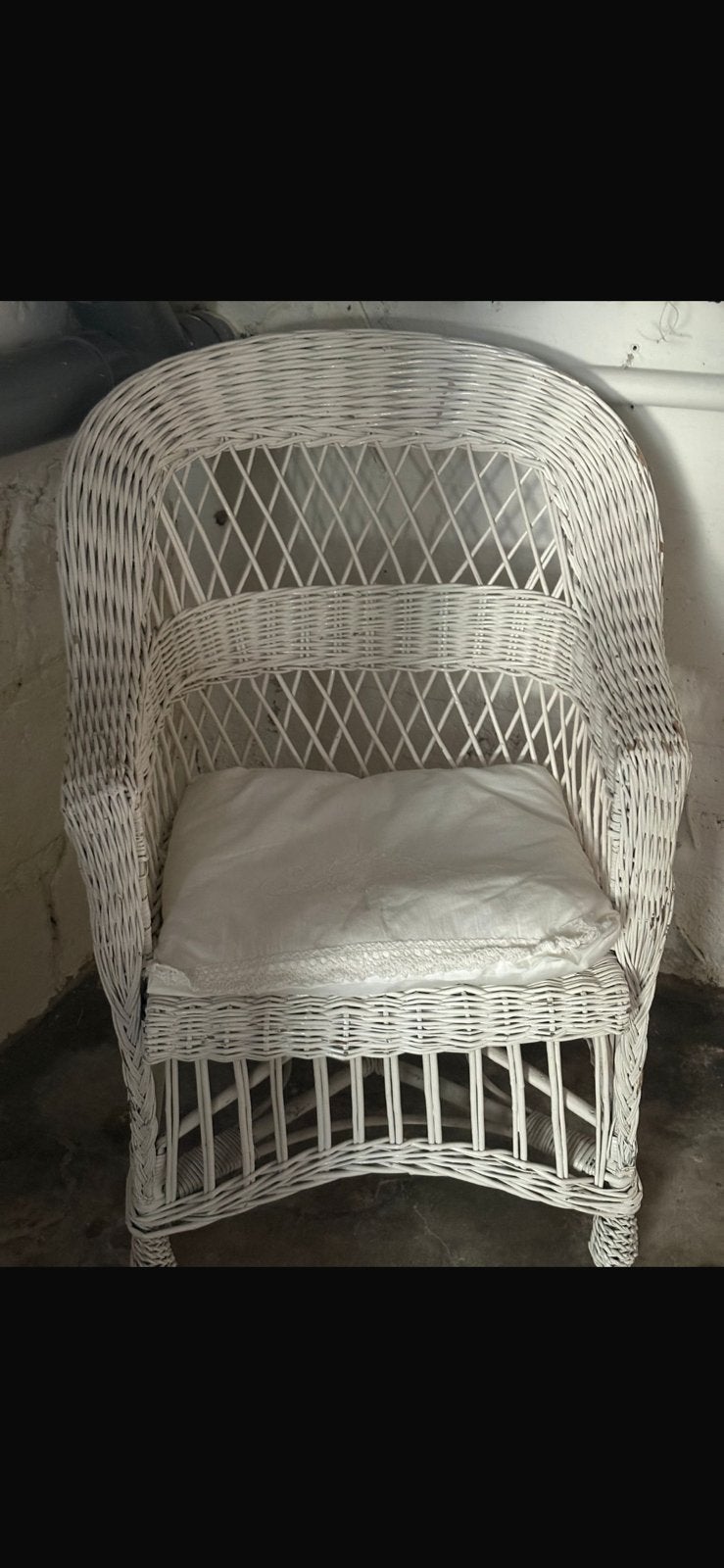 Brocante stoel riet, Ophalen of Verzenden