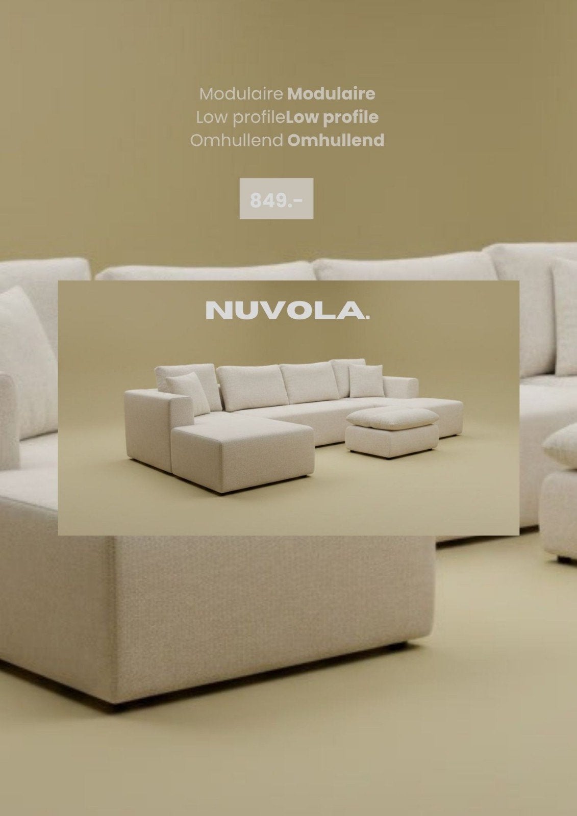 Nuvola U bank, Ophalen, 125 cm of meer, Nieuw, 125 cm of meer