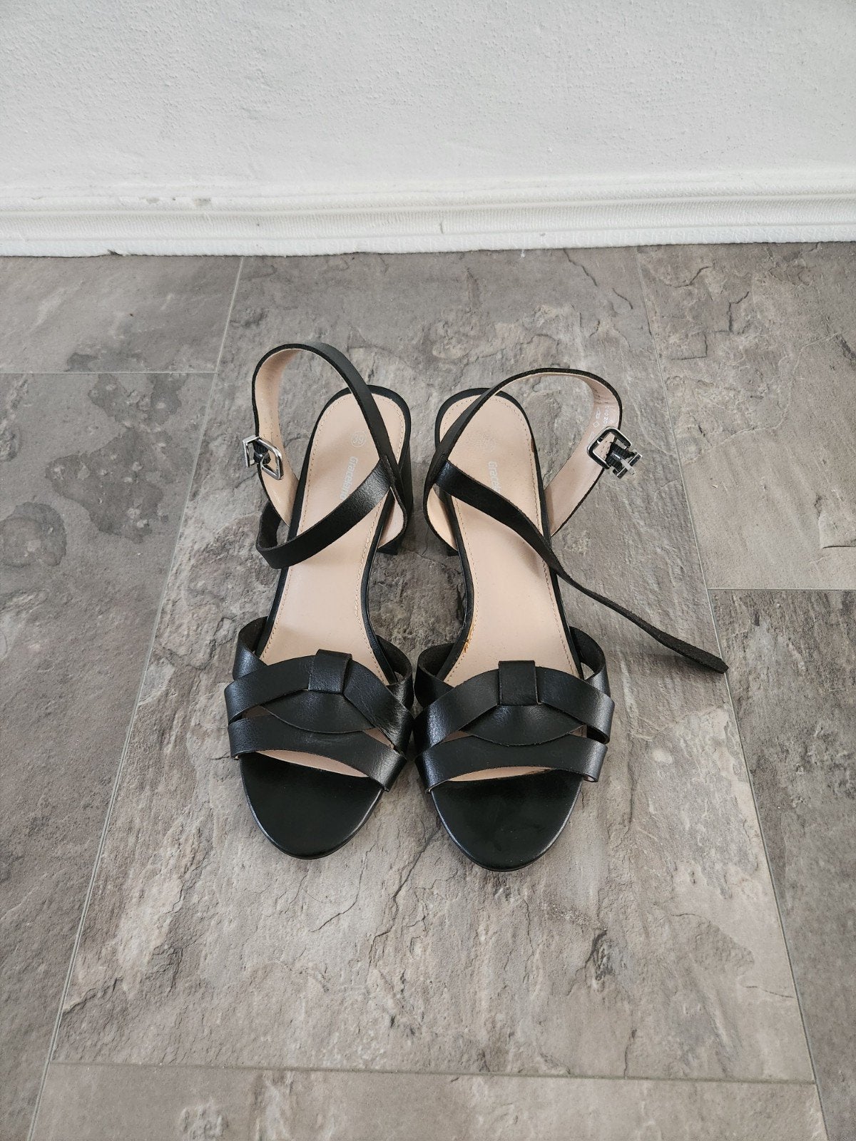 Zwarte Sandalen met Hakken - Maat 39, Ophalen of Verzenden, Zo goed als nieuw, Zwart, Sandalen of Muiltjes