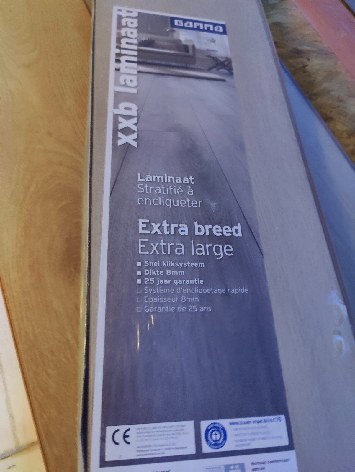 2x pak Gamma laminaat xxb eiken beige, Doe-het-zelf en Verbouw, Ophalen, 50 tot 150 cm, Nieuw, 10 m² of meer