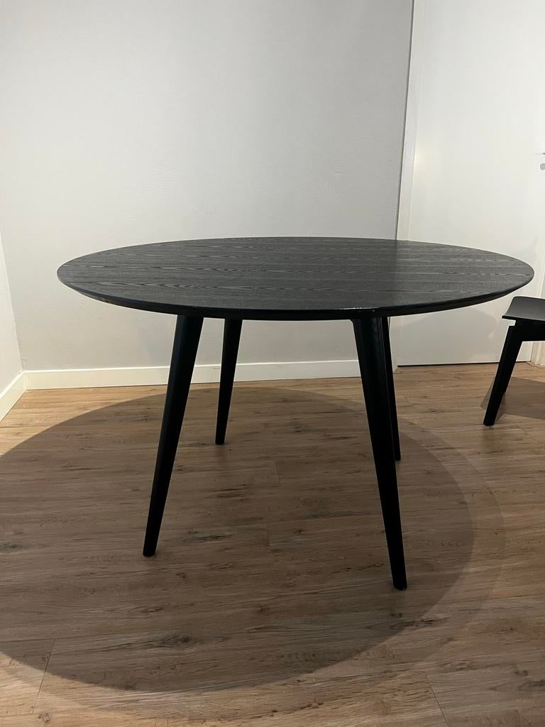 Zwarte Ronde Eettafel 120cm, Huis en Inrichting, Tafels | Eettafels, Ophalen, Gebruikt, 100 tot 150 cm, Rond