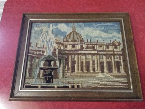 schilderij vaticaan geborduurd, Ophalen of Verzenden, 'T Olde Gre-j, Info@toldegrej.nl, Endepoelstraat 20f Didam