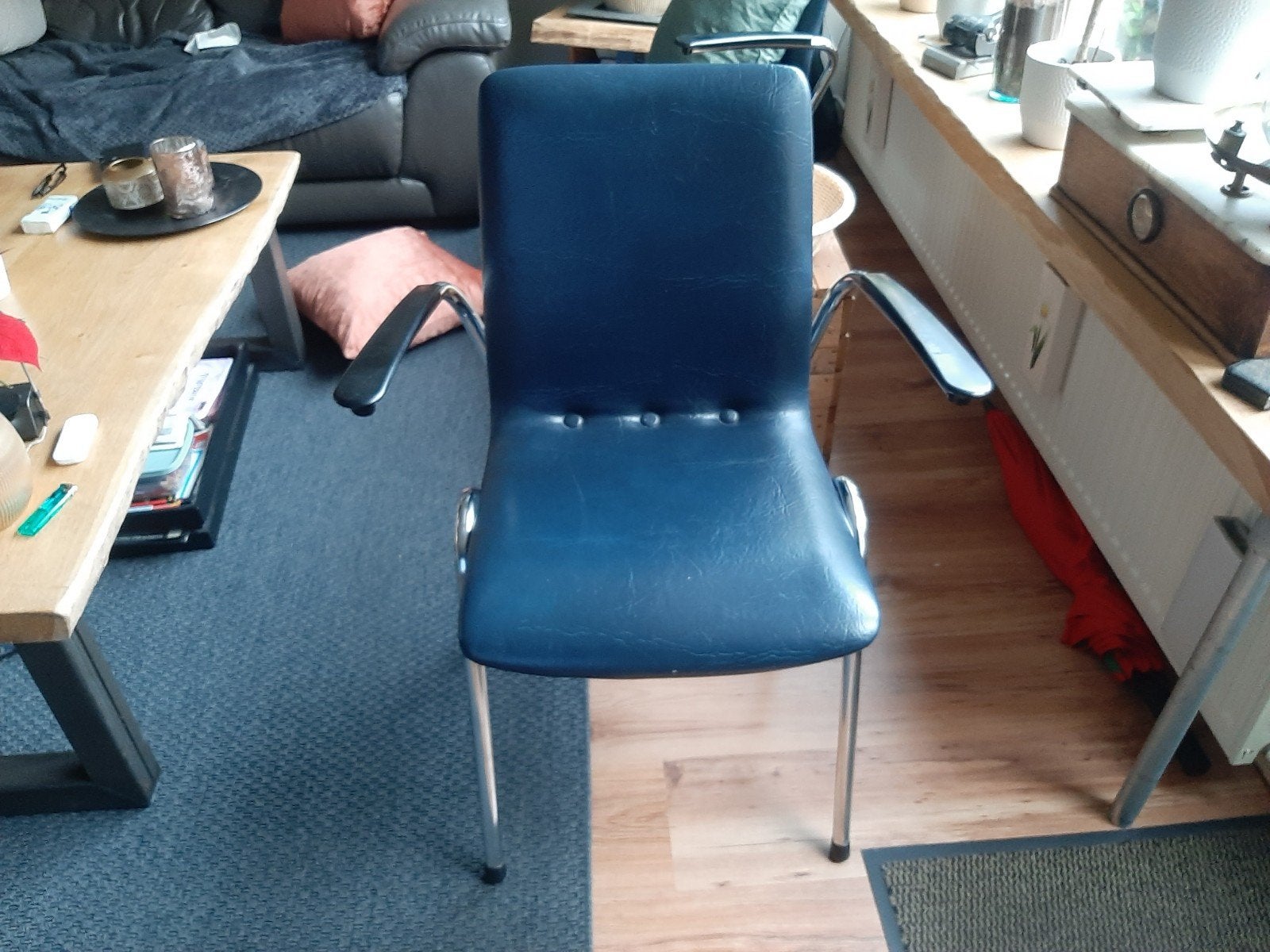 2 blauwe armstoeltjes van skay, Ophalen, Overige materialen, Gebruikt, Twee