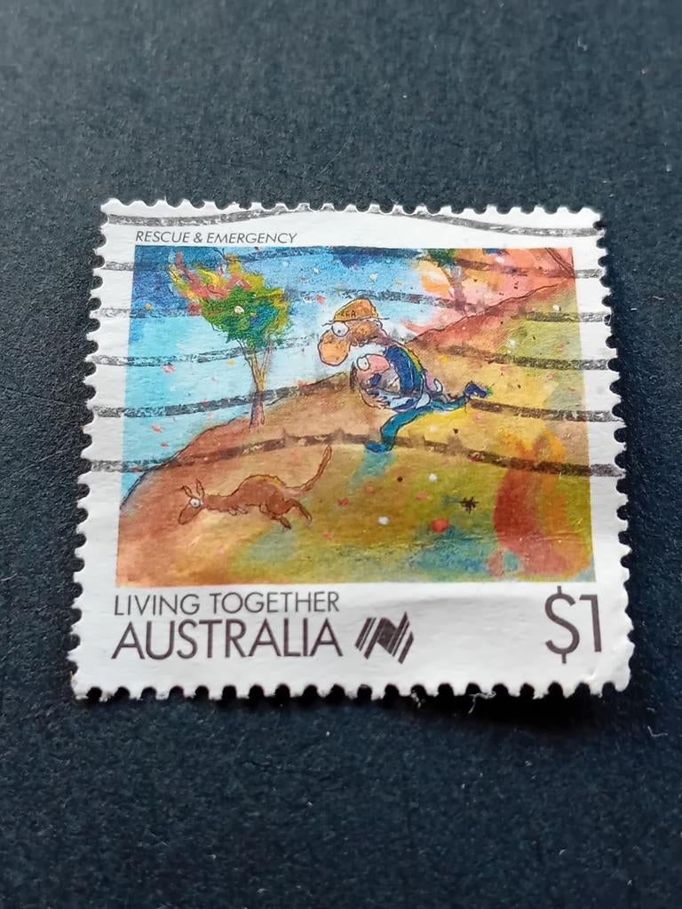 Postzegel Australië $1 Living Together Rescue & Emergency, Postzegels en Munten, Postzegels | Nederland, Ophalen of Verzenden