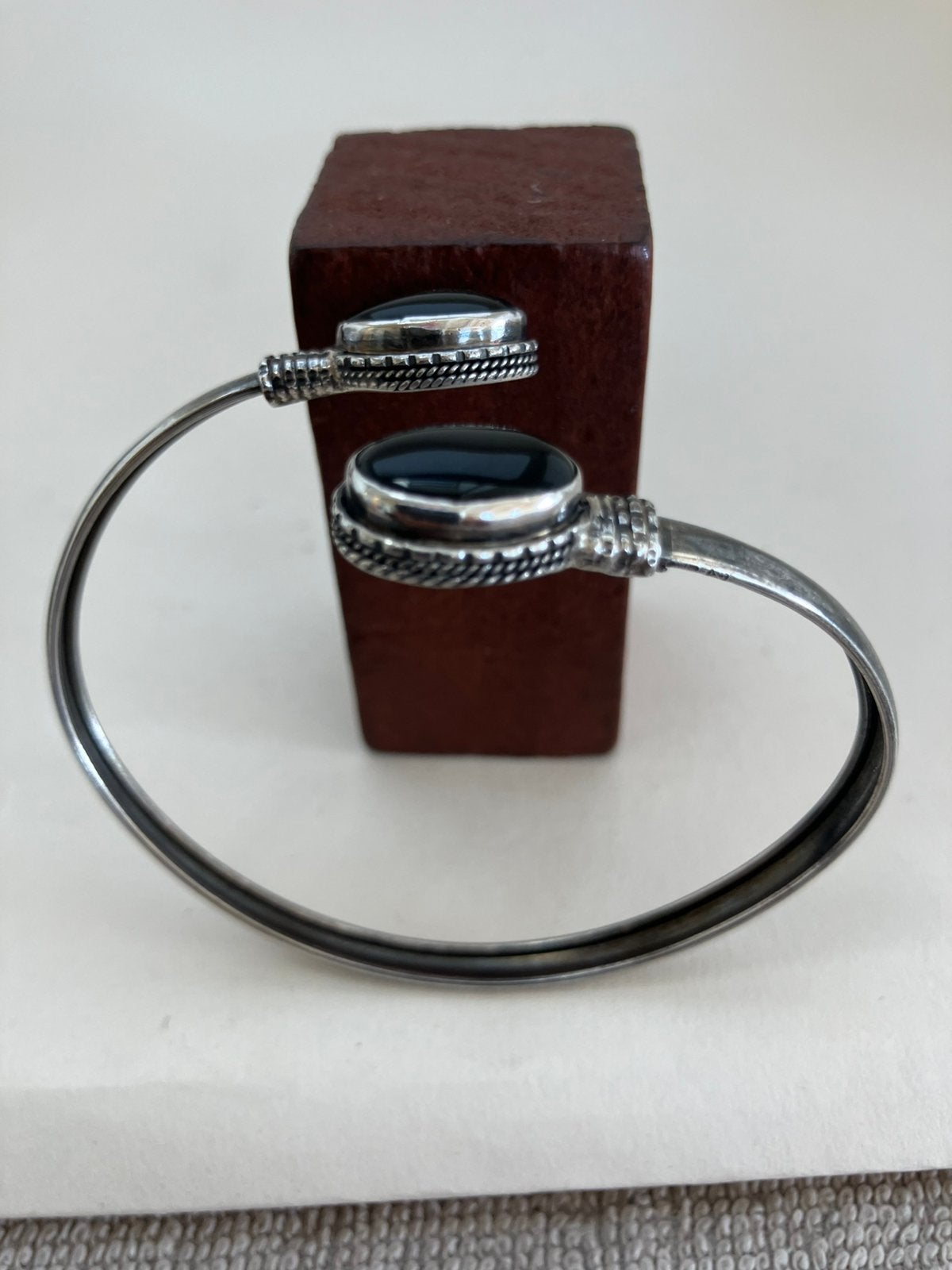 Zilveren armband met onyx, Ophalen of Verzenden, Zo goed als nieuw, Zilver