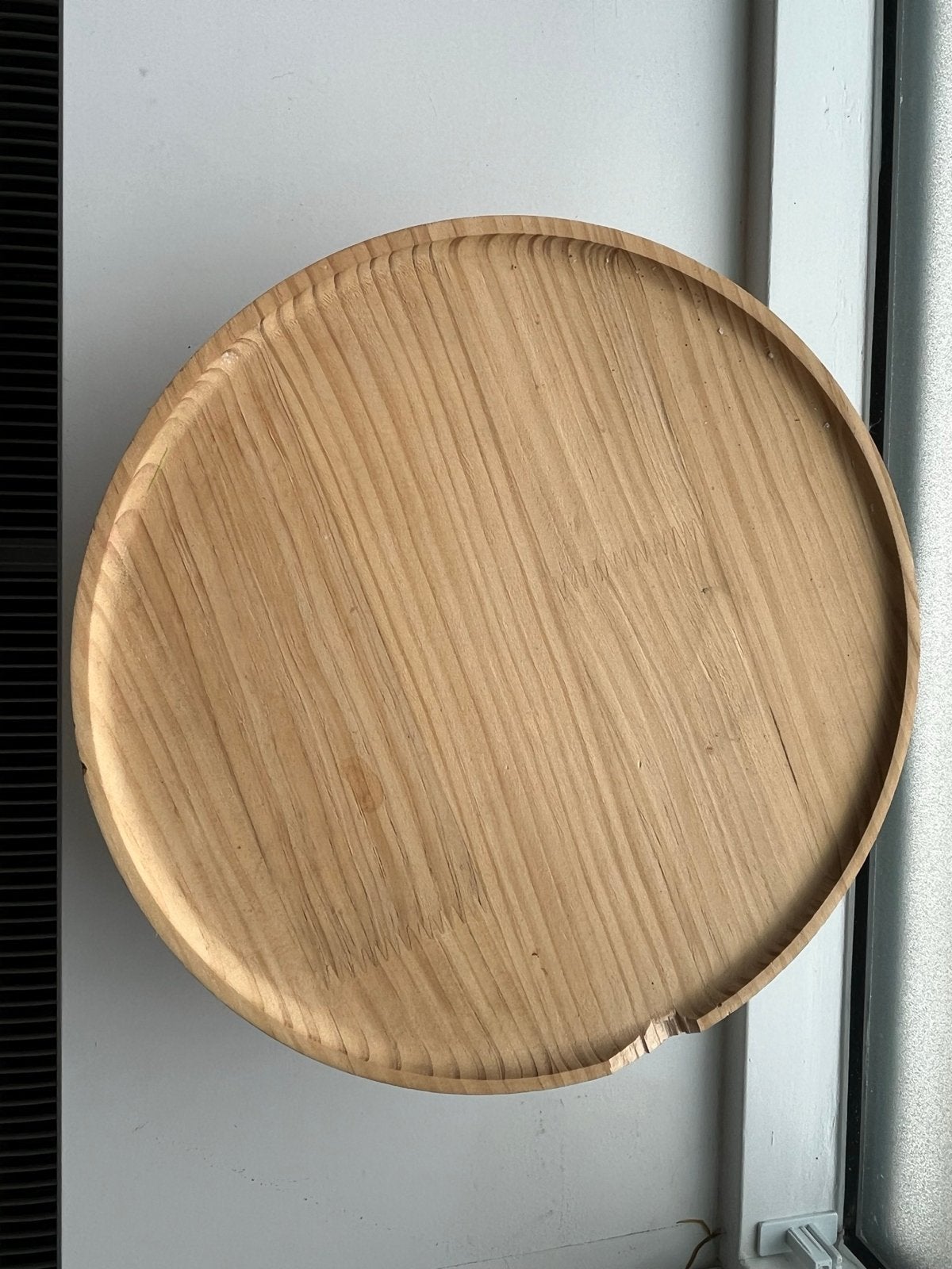 Houten schaal/plakje voor fruit of decoratie (beschadigd), Ophalen, Gebruikt, Schaal, Rond