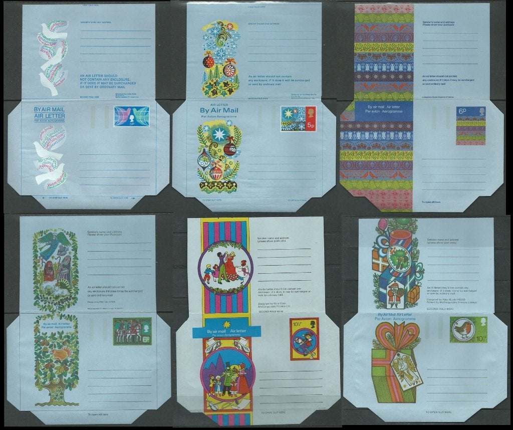 ENGELAND 1971-74 + 1976-77 6 Kerstmis Airletters, alle MINT., Verzenden, Postfris