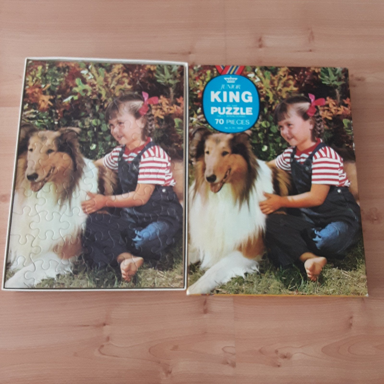 Puzzel Lassie 70 stukjes vintage, Ophalen of Verzenden, Meer dan 50 stukjes, Zo goed als nieuw, 6 jaar of ouder