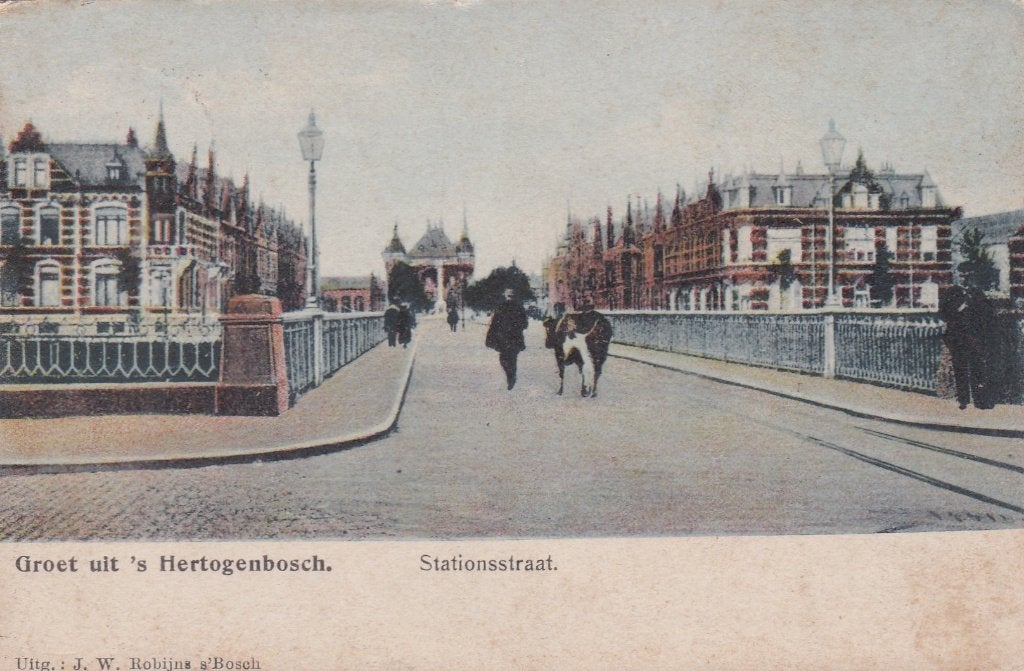 18643 Groet uit s Hertogenbosch stationsstraat gelopen 1906, Verzamelen, Verzenden, Voor 1920, Gelopen, Noord-Brabant