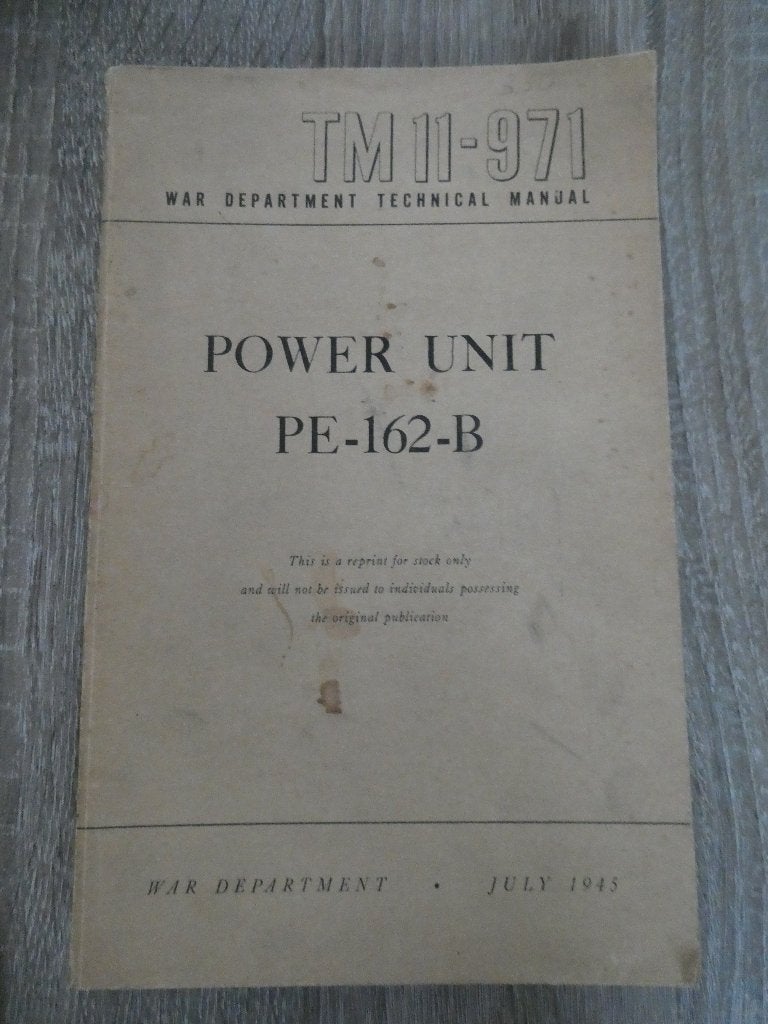 Engels voorschrift Power unit PE-162-B generator - 1943, Ophalen of Verzenden, Landmacht, Engeland, Boek of Tijdschrift