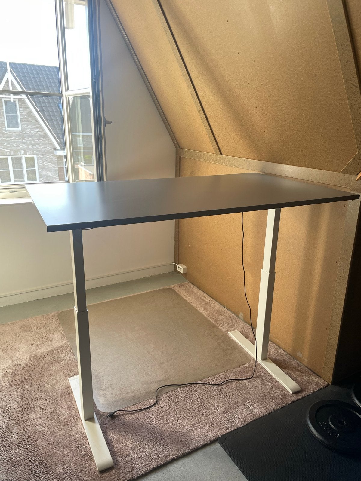 IKEA RODULF elektrisch zit/sta bureau, lichtgrijs 140x80, Ophalen, Zit-sta bureau, Elektrisch, Gebruikt