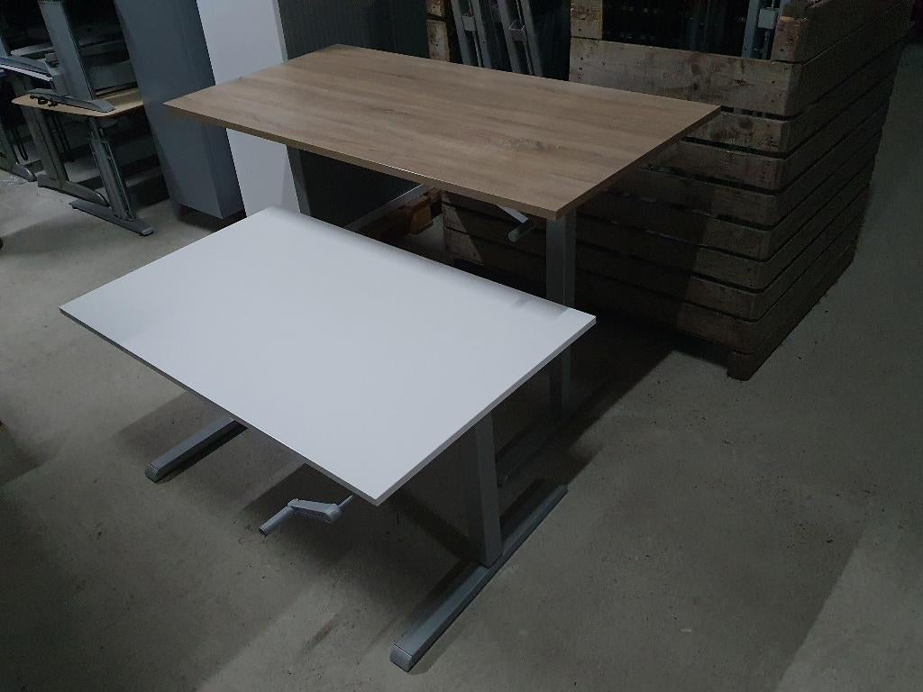 Zit-sta bureau (met originele of nieuwe bladen) 30 beschikba, Zit-sta bureau, VST, In hoogte verstelbaar, Ophalen of Verzenden