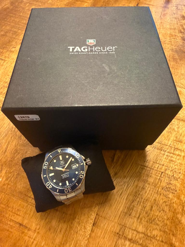 TAG Heuer Aquaracer Calibre 5 WAK2111.BA0830, Ophalen, Gebruikt, Staal, Polshorloge