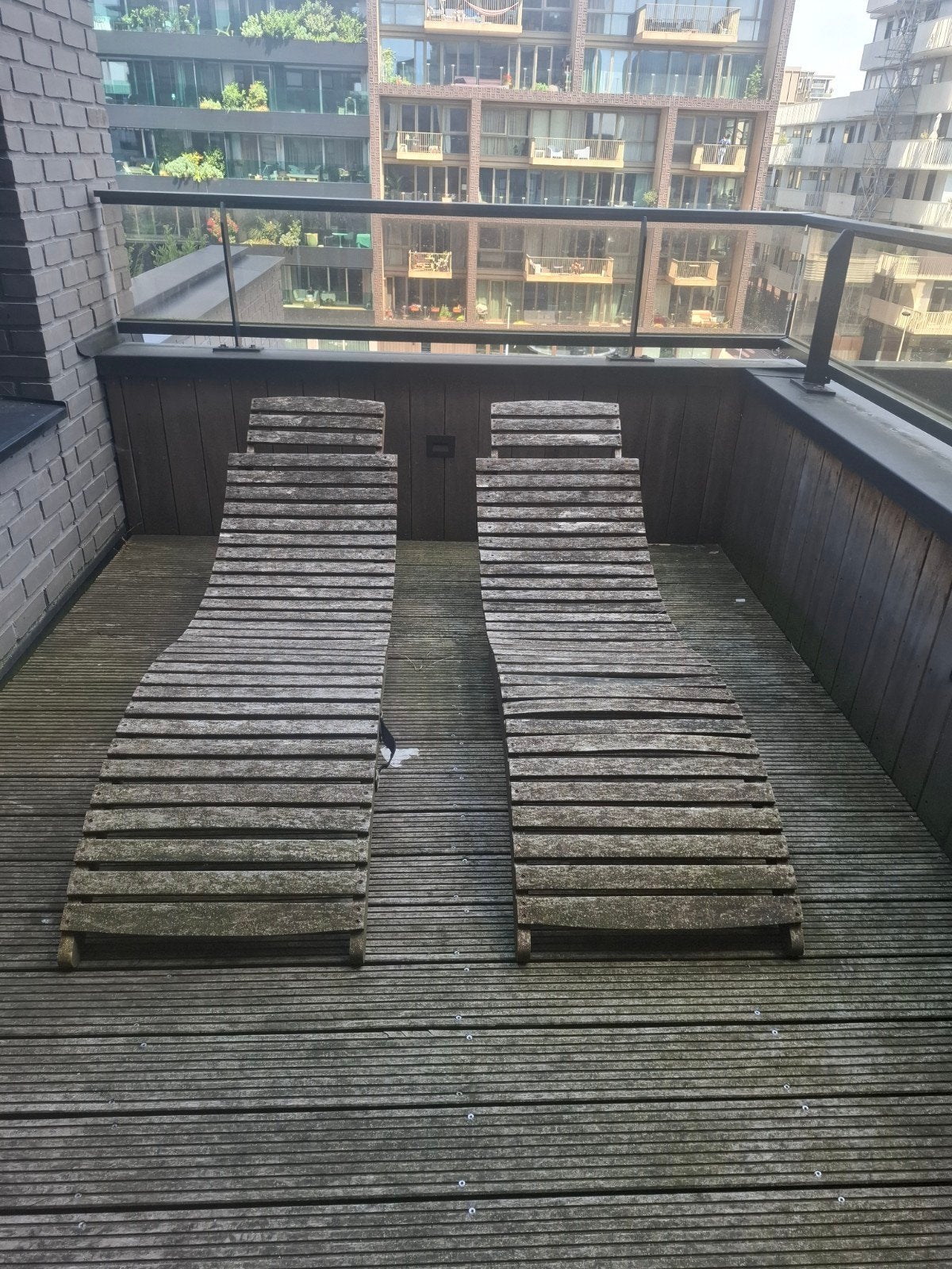 2x Houten ligstoelen met kussens, Ophalen, Gebruikt, Hout