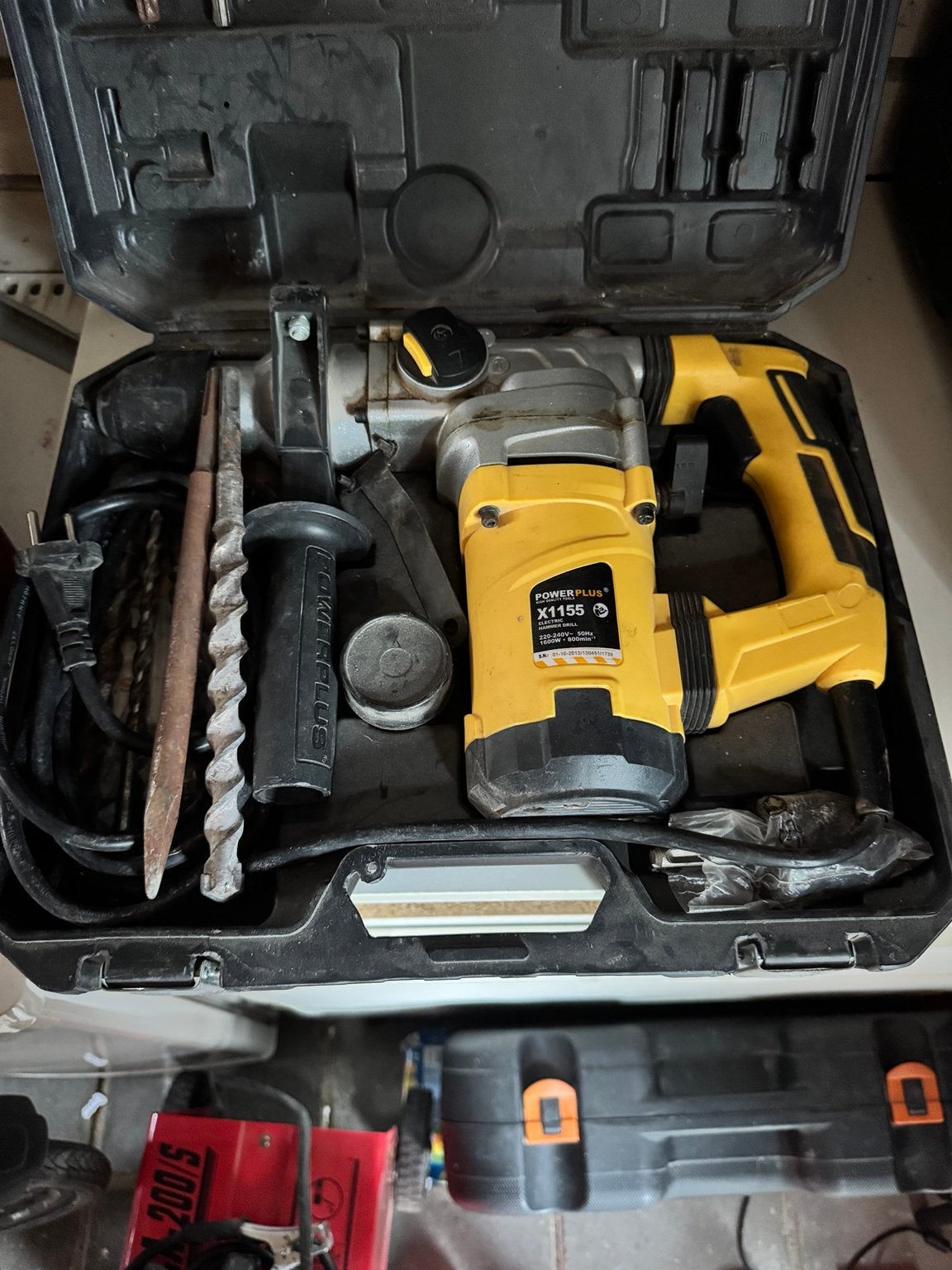 Powerplus X1155 Boorhamer met accessoires, Doe-het-zelf en Verbouw, Ophalen, Boor- en/of Breekhamer, Klopboormechanisme, Gebruikt