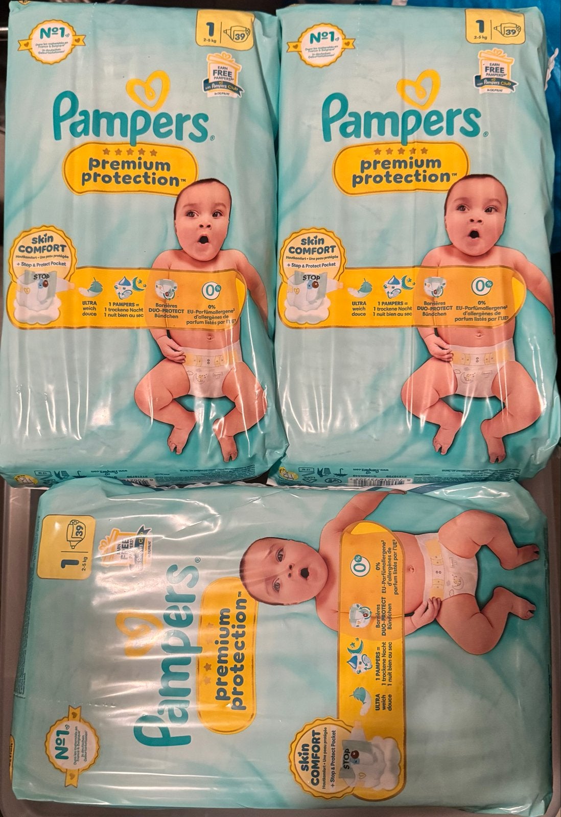 3x Pampers Premium Protection Luiers Maat 1 (2-5 kg) - 39 st, Ophalen, Nieuw