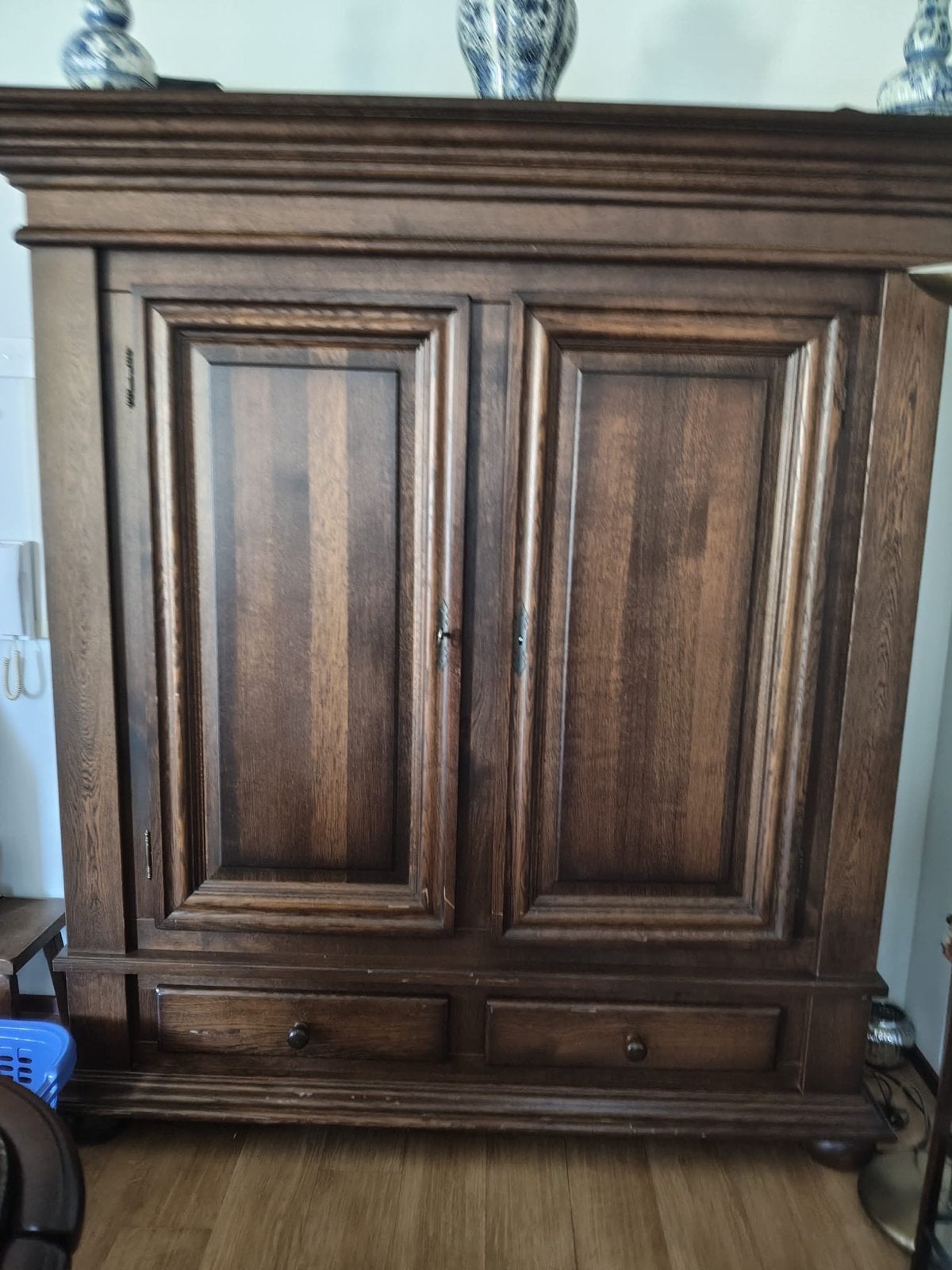 Eiken houten kast met 4 planken en 2 lades - Helmond, Ophalen