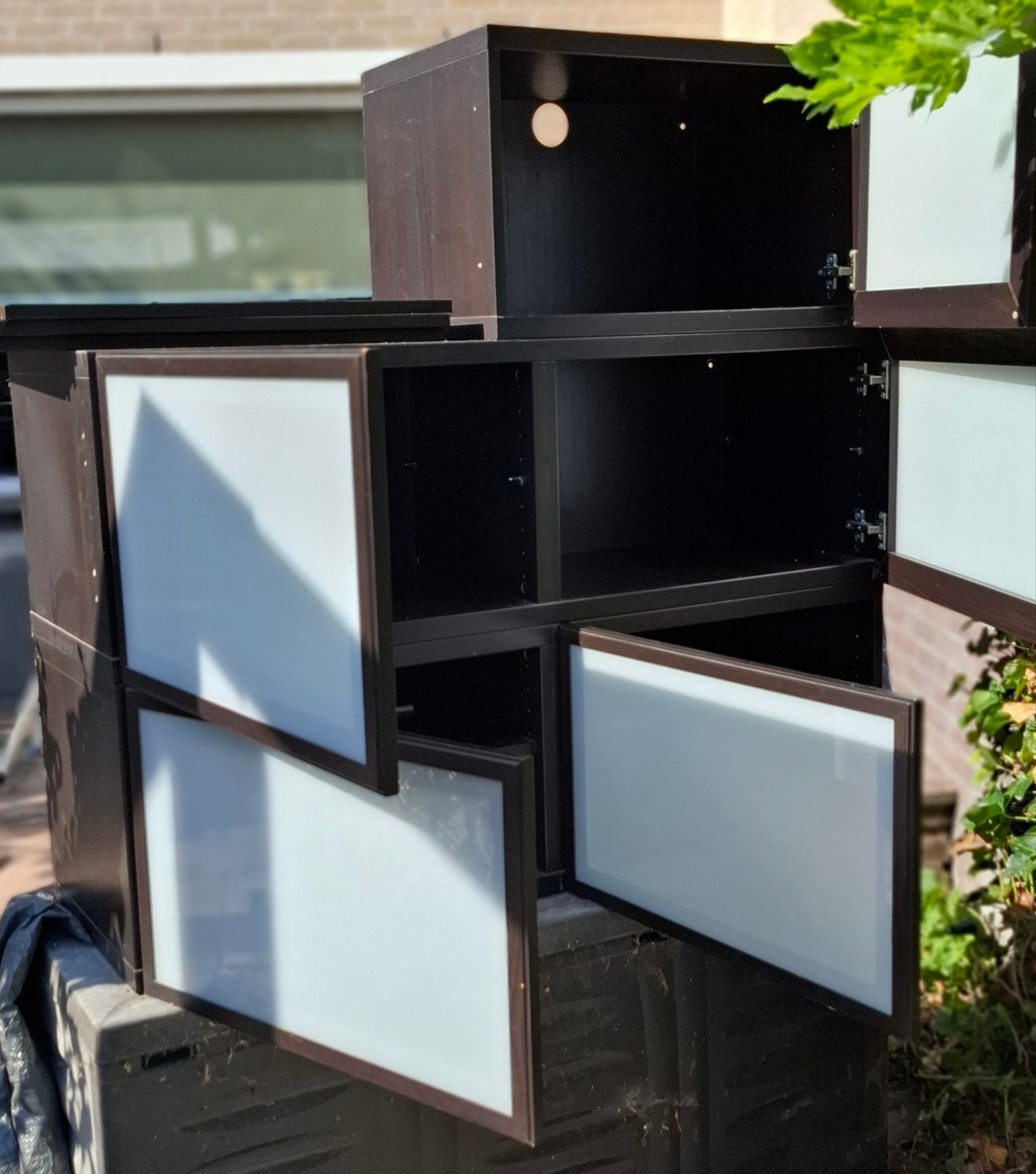Ikea kasten met melkglas deurtjes, Ophalen, Gebruikt, Glas, 200 cm of meer