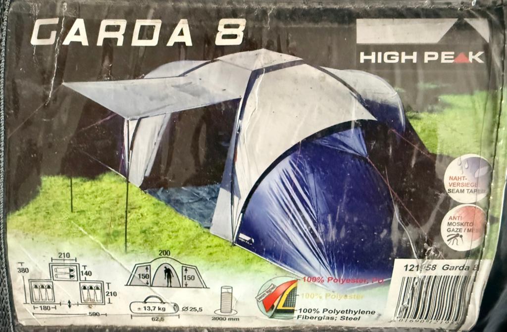 High Peak Garda 8 familietent - Ruime 6 -8 persoons tent, Caravans en Kamperen, Tenten, Ophalen, Gebruikt, Meer dan 6