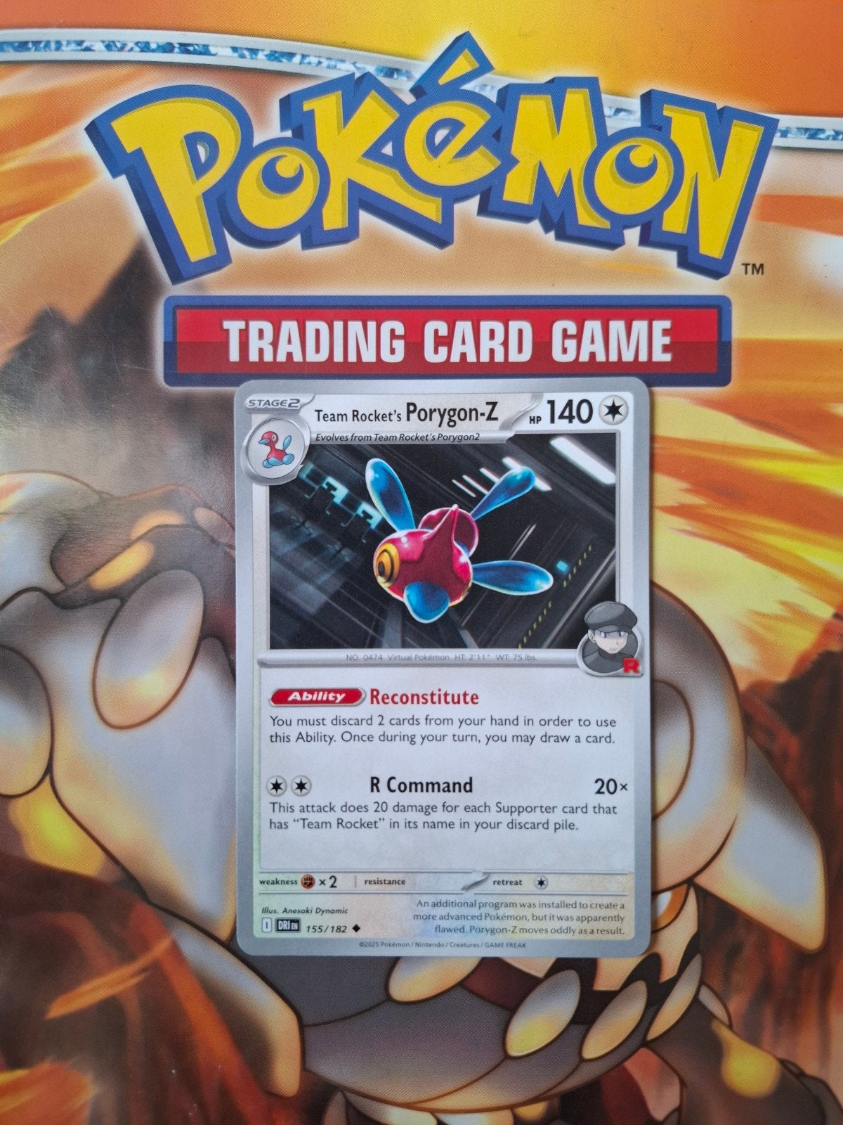 Team rocket's Porygon-Z 155/182 Destined rivals pokemon nm, Ophalen of Verzenden, Zo goed als nieuw, Losse kaart