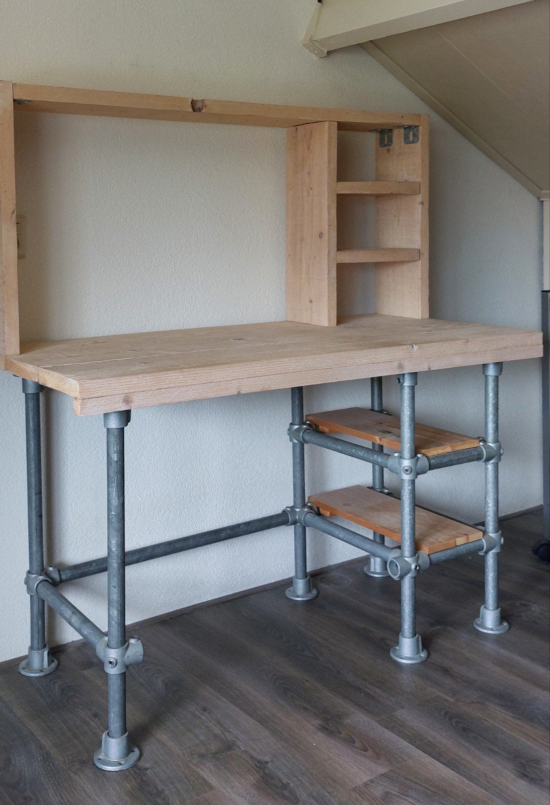 Bureau van steigerhout, Huis en Inrichting, Bureaus, Ophalen, Gebruikt, Hout, Bruin
