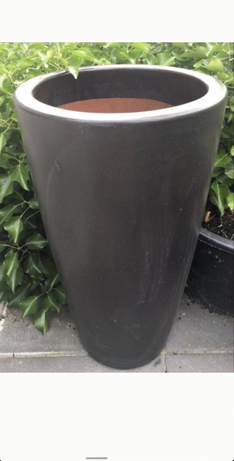 Mooie grote terracotta bloempot 72/39cm antraciet grijs, Ophalen, Gebruikt, 40 cm of meer, Rond