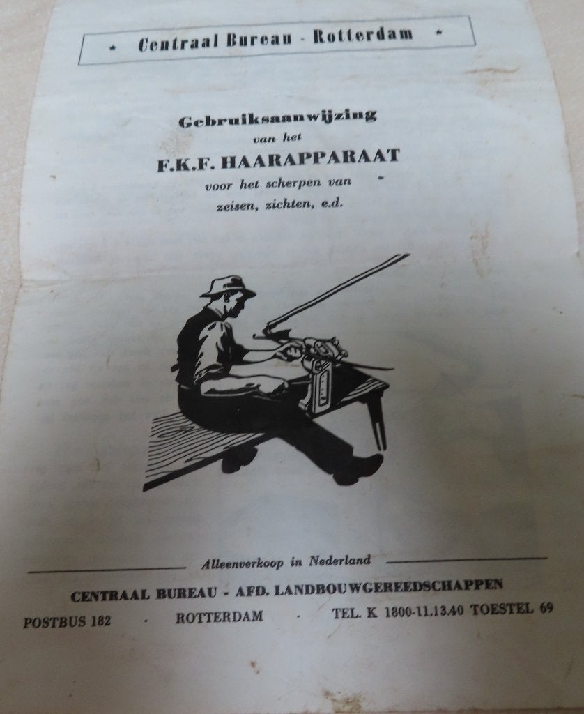 gebruiksaanwijzing  folder haarapparaat( zeis slijpen), Verzenden