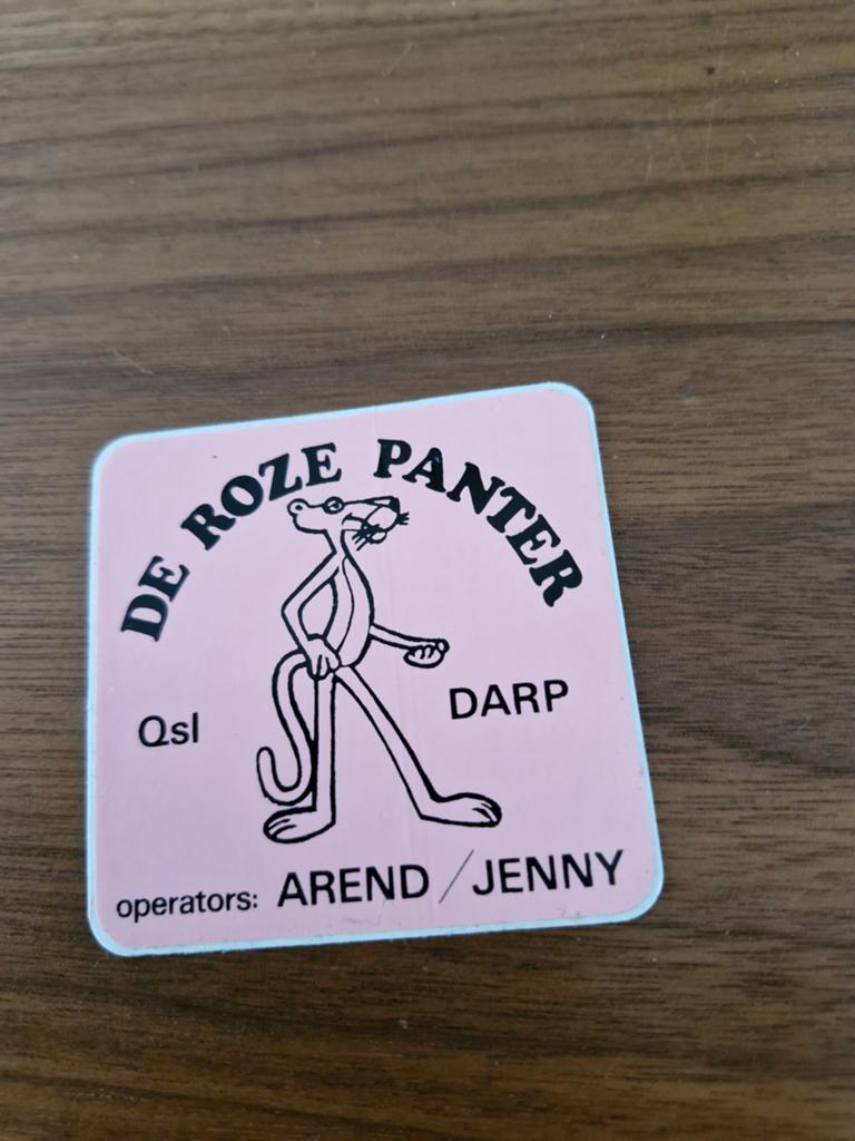 8182 Vintage De Roze Panter sticker - Qsl DARP Arend Jenny, Ophalen of Verzenden, Gebruikt, Strip of Tekenfilm