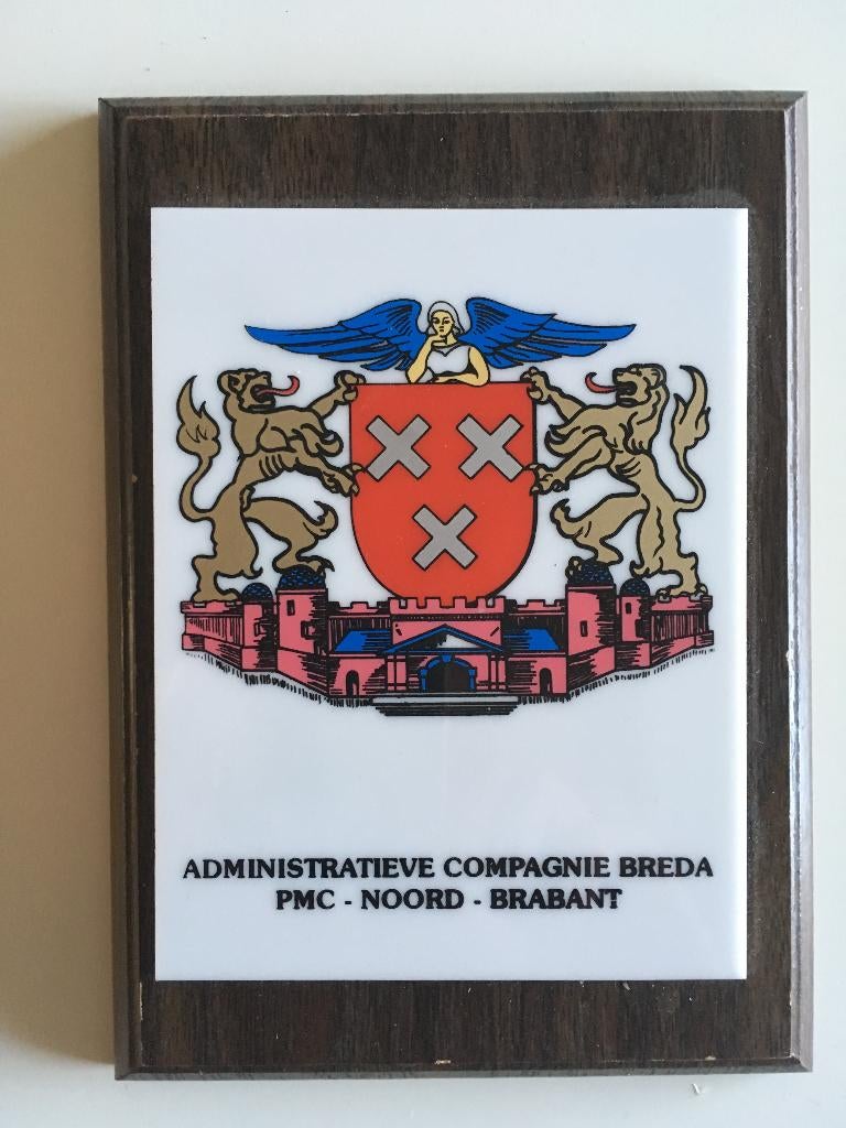 Schildje administratieve compagnie Breda PMC Noord-Brabant, Verzenden, Landmacht, Nederland, Embleem of Badge