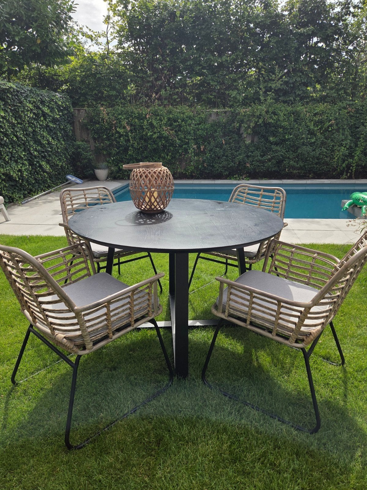 Mooie tuinset met 4 stoelen, Tuin en Terras, Ophalen, Gebruikt, Kunststof