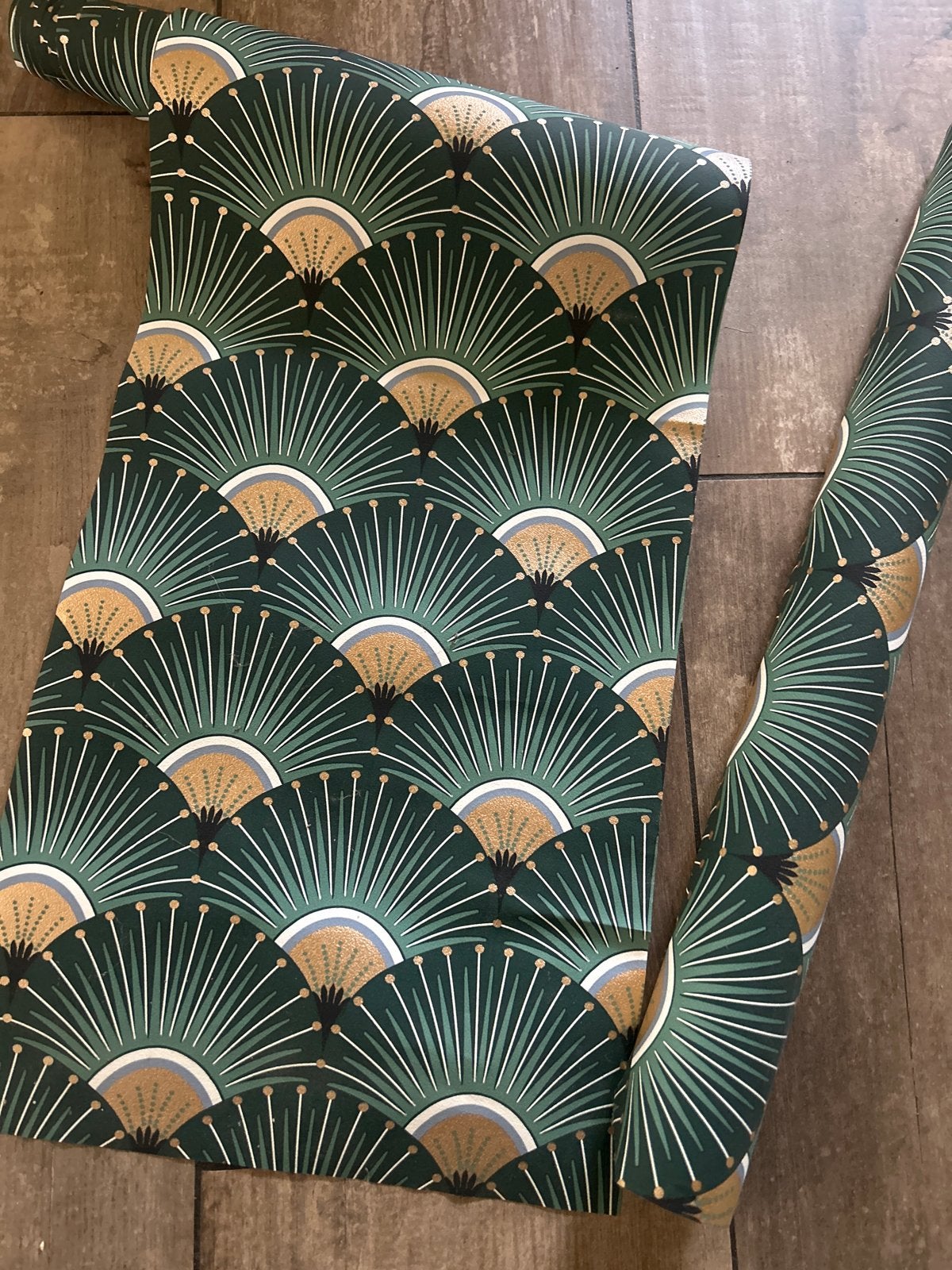 Art Deco Behang Groen/Goud - Nieuw, Overige merken, Geometrisch, Ophalen of Verzenden, Art deco