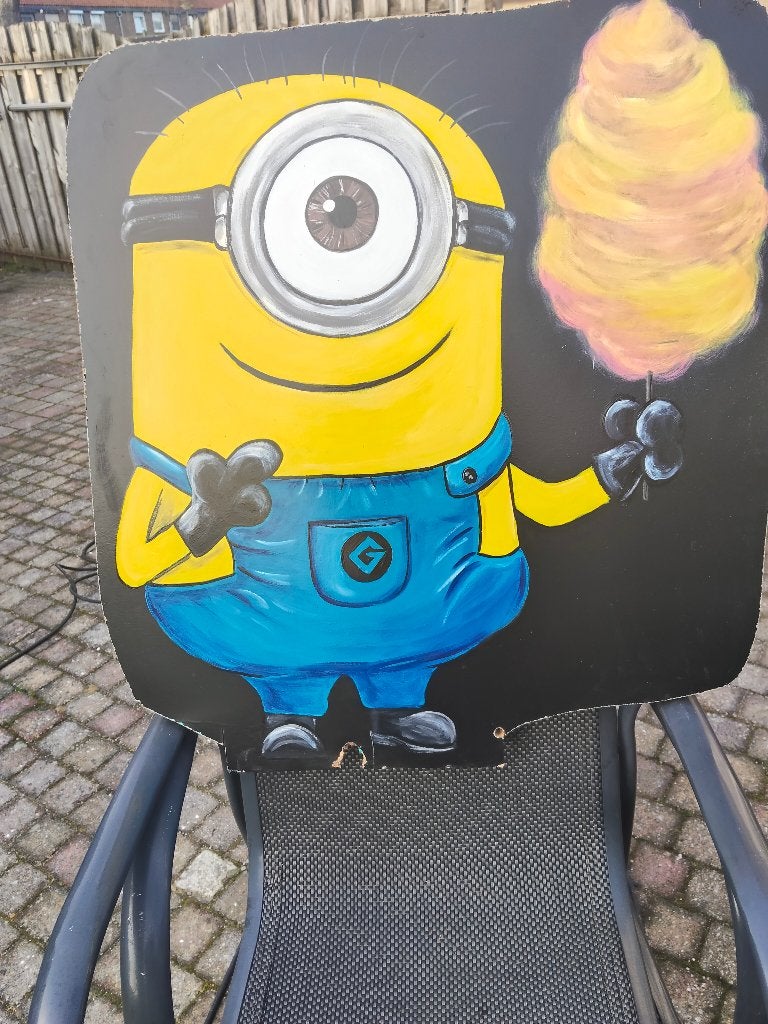 Minionplaten geschildert decoratie, Hout, Ophalen of Verzenden, Handgeschilderd, Figuren
