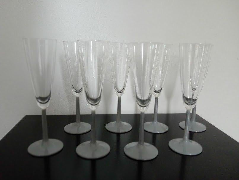Franse Champagne Flûte op grijze steel en voet, Verzamelen, Ophalen of Verzenden, Zo goed als nieuw, Overige typen