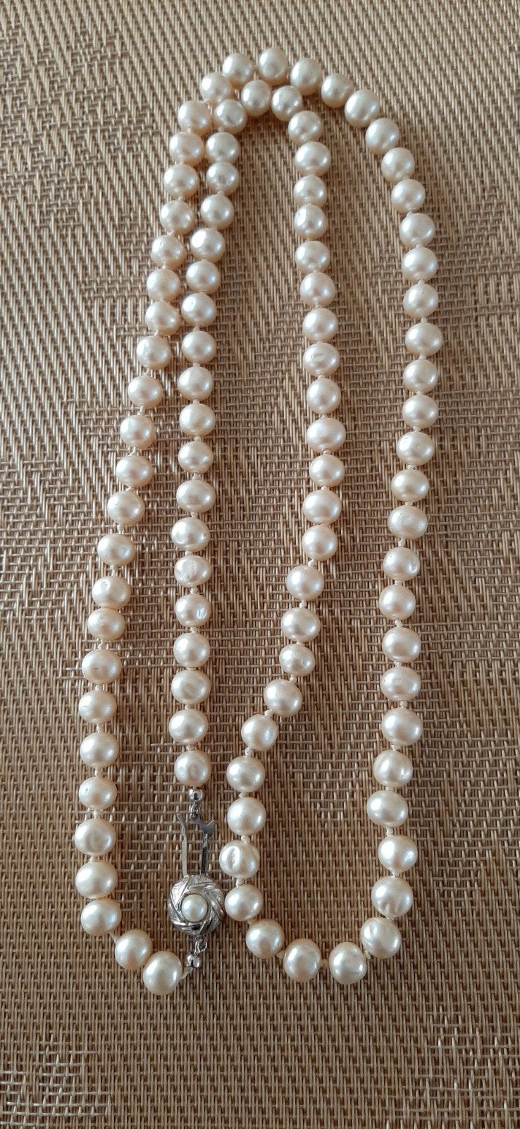 Vintage zoetwaterparelketting met 835 zilveren sluiting, Sieraden, Tassen en Uiterlijk, Kettingen, Ophalen of Verzenden, Gebruikt
