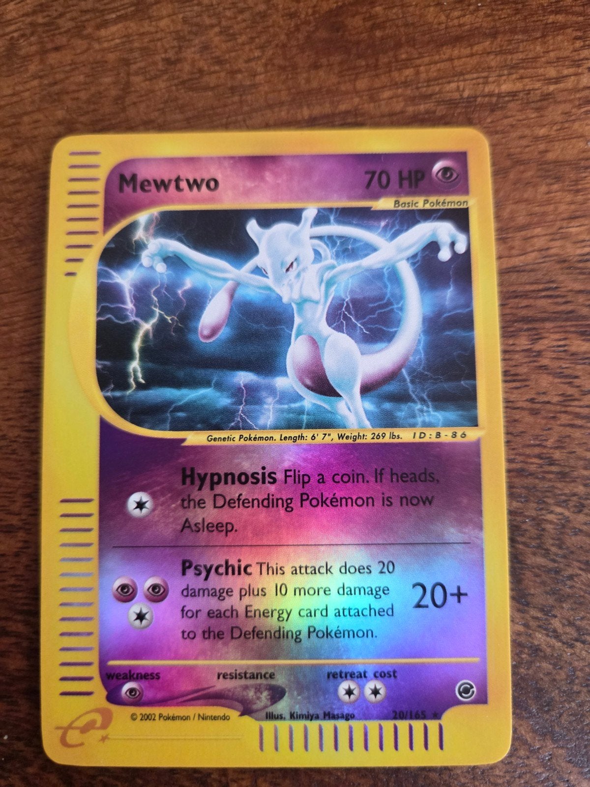 Mewtwo Pokémon Kaart 2002 - 70 HP - Zeldzaam, Ophalen of Verzenden, Gebruikt, Losse kaart