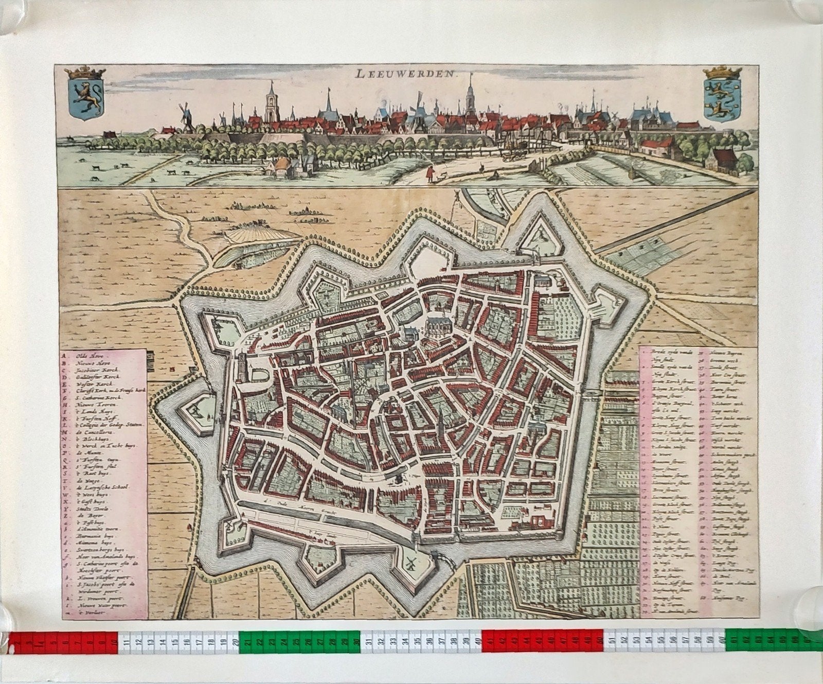 Reproductie stadsplattegrond Leeuwarden 17e eeuw, Ophalen of Verzenden