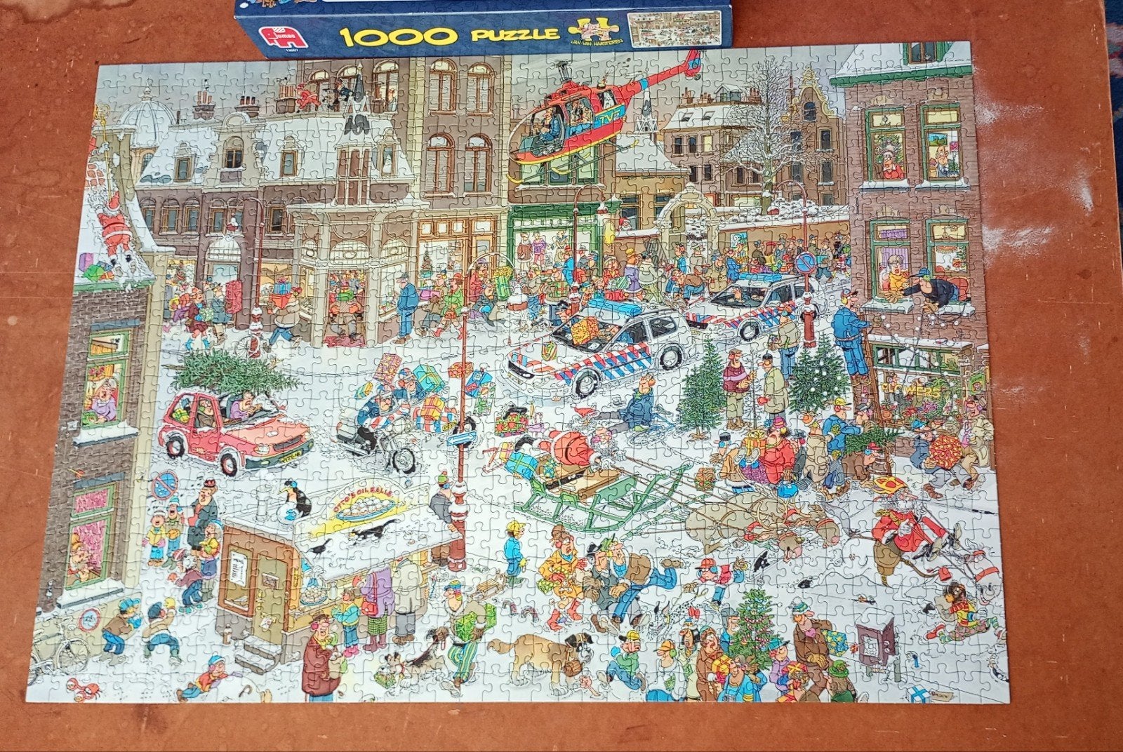Jan van Haasteren puzzel kerstmis/Christmas 1000 stukjes, Ophalen of Verzenden, 500 t/m 1500 stukjes, Zo goed als nieuw