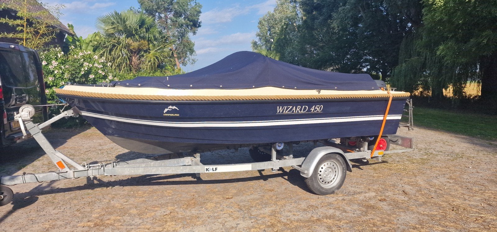 Wizard 450 met Yamaha 20pk buitenboordmotor en trailer, Watersport en Boten, Ophalen