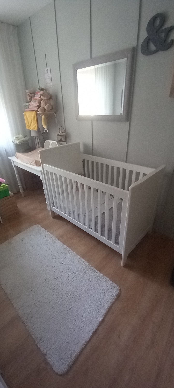 Wit baby ledikant met matras, Ophalen, Gebruikt, Minder dan 140 cm, Matras