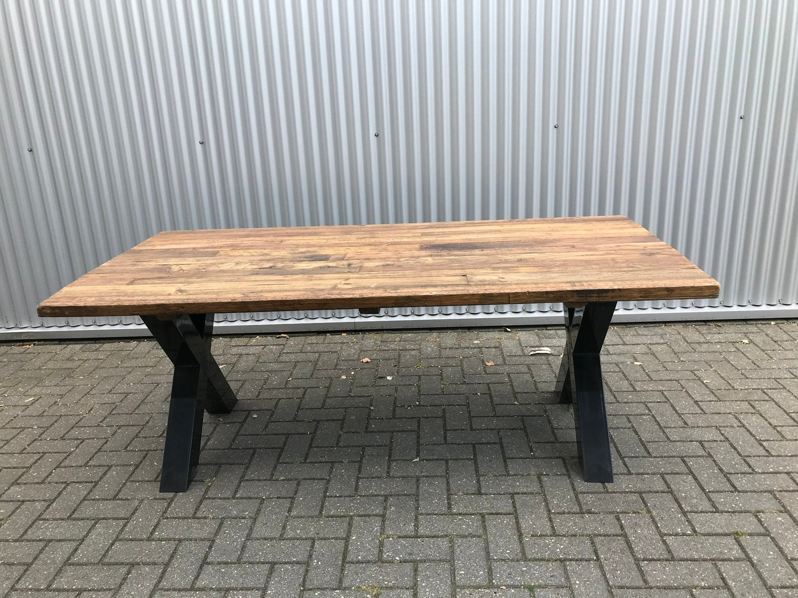 Robuste teakhouten tafel 100x200 cm, Huis en Inrichting, Tafels | Eettafels, Ophalen, Teakhout, 200 cm of meer, 50 tot 100 cm
