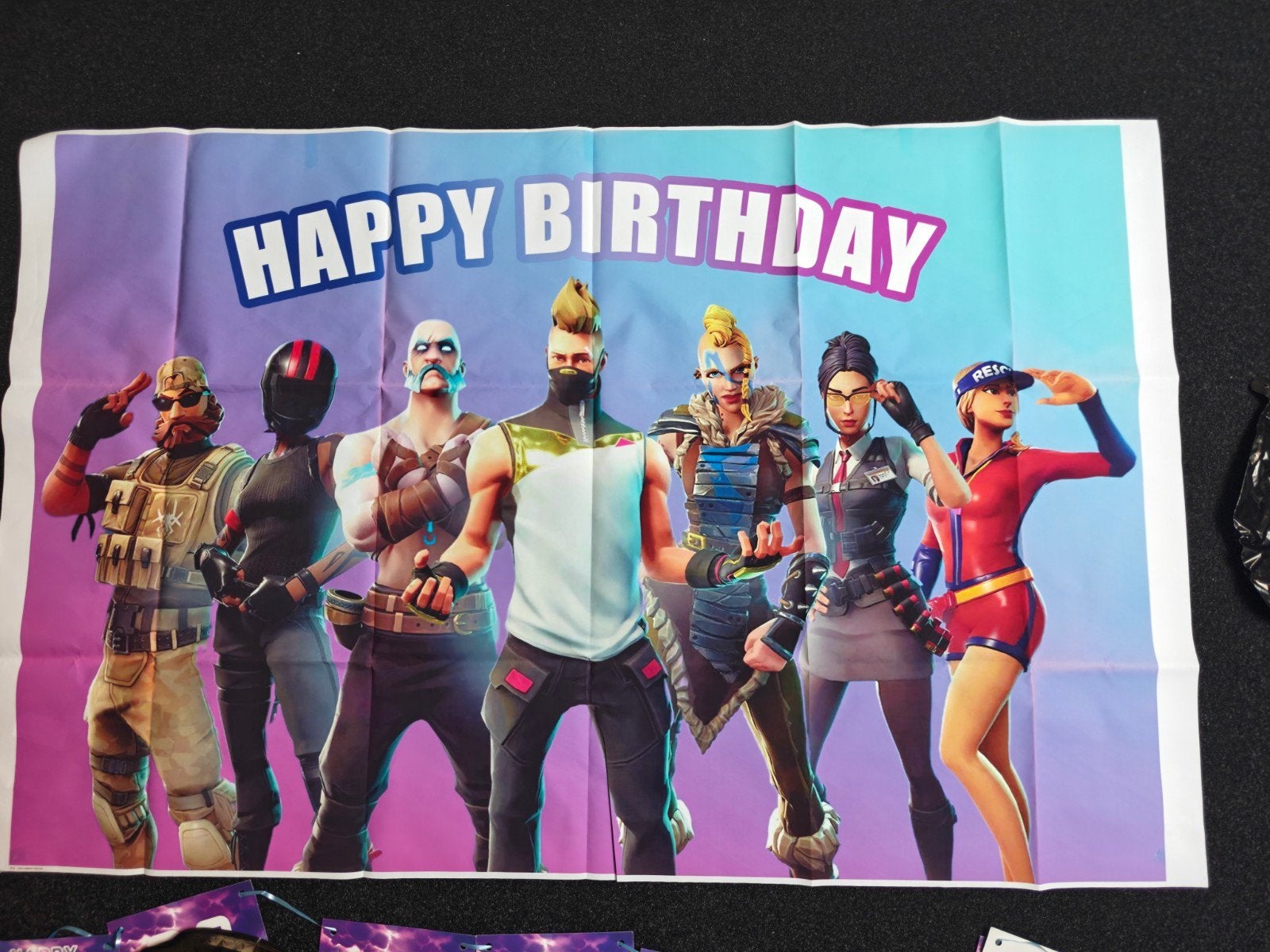 Fortnite verjaardag versieringen incl een spandoek, Ophalen of Verzenden, Zo goed als nieuw, Versiering, Verjaardag