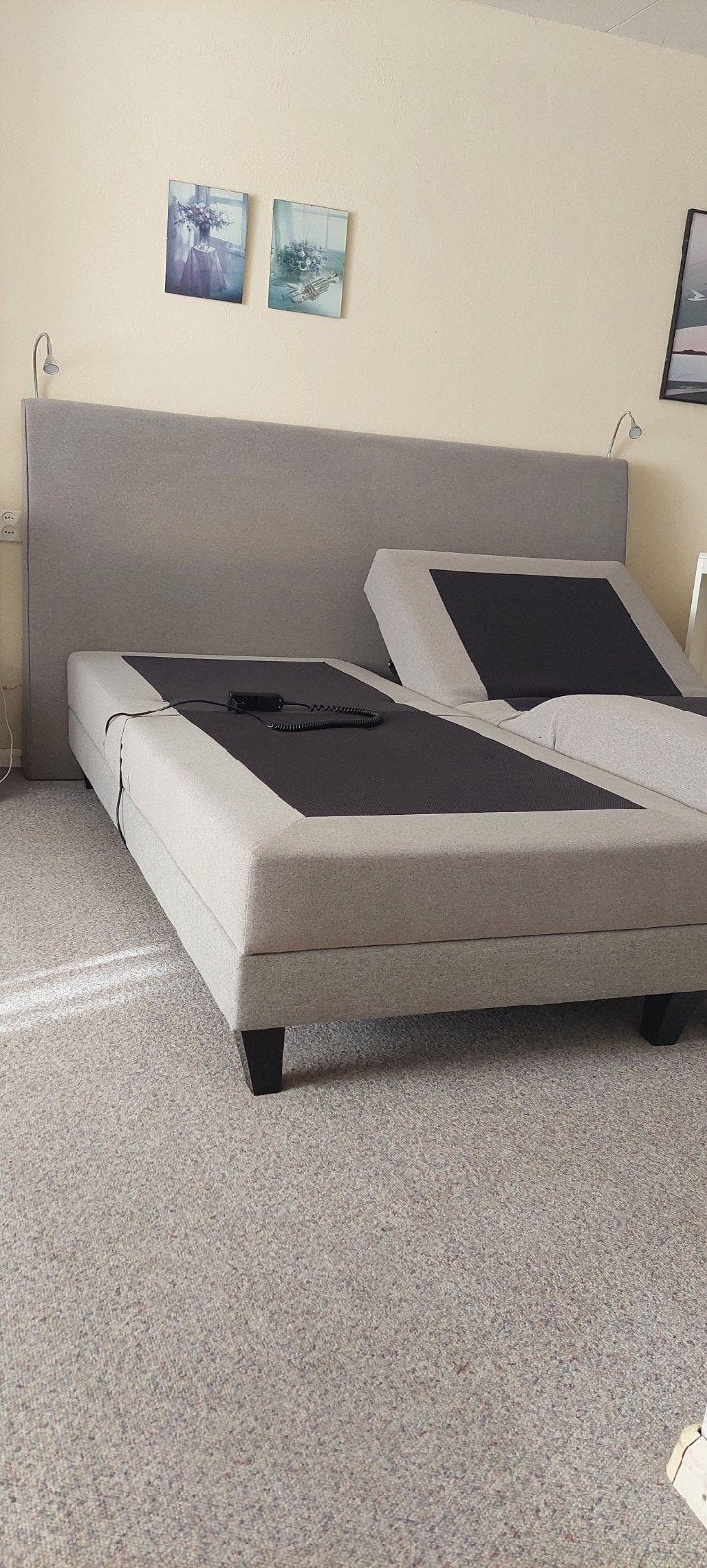 Elektrisch verstelbare boxspring 180x200 met verlichting, Ophalen, Verstelbaar, Tweepersoons, 180 cm