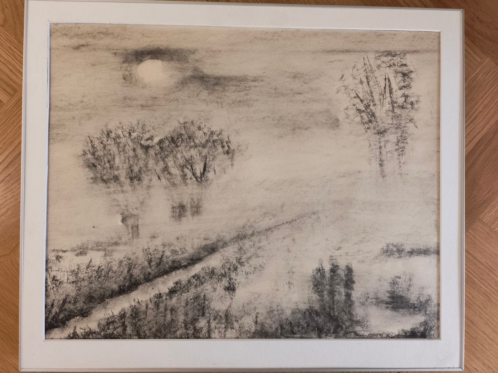 Houtskooltekening - Onbekende maker, Antiek en Kunst, Ophalen of Verzenden, Tekening, Houtskooltekening, Ingelijst